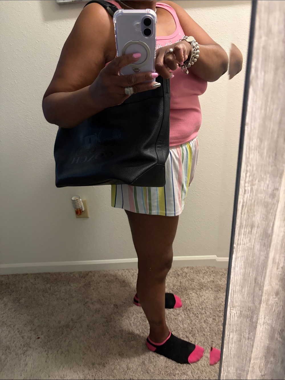 Coach Black Tote with Silver Trim and Snap Closure - Picture 8 of 9